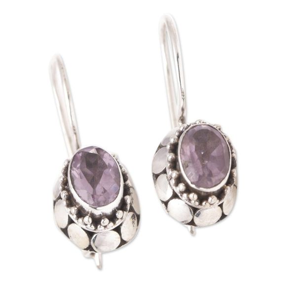Alternate image for Sterling Silver Drop Earrings with Faceted Amethyst Stones Purple Mirage