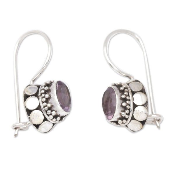 Alternate image for Sterling Silver Drop Earrings with Faceted Amethyst Stones Purple Mirage