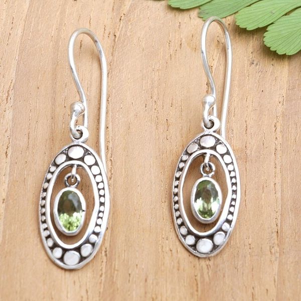 Alternate image for Sterling Silver and Peridot Armadillo Dangle Earrings Green Armadillo