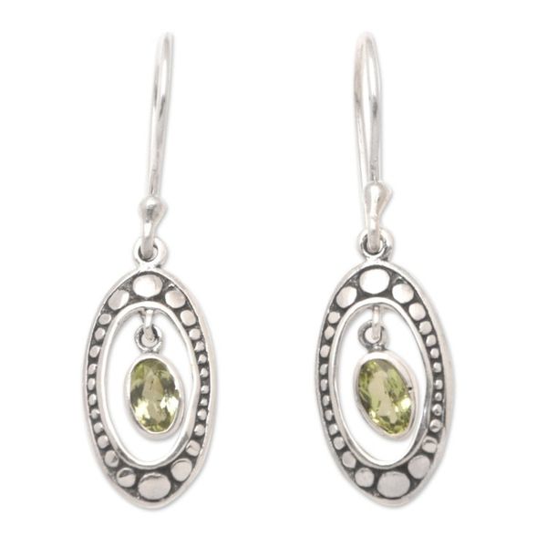 Alternate image for Sterling Silver and Peridot Armadillo Dangle Earrings Green Armadillo
