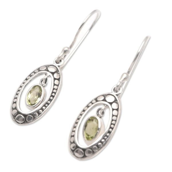 Alternate image for Sterling Silver and Peridot Armadillo Dangle Earrings Green Armadillo