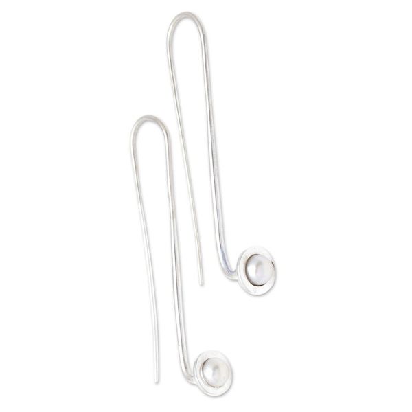 Alternate image for Sterling Silver Drop Earrings with Cultured Mabe Pearl Ivory Trumpet