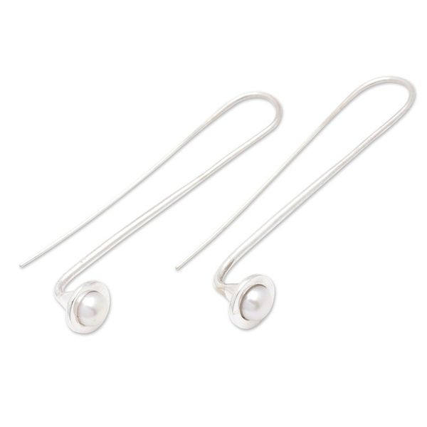 Alternate image for Sterling Silver Drop Earrings with Cultured Mabe Pearl Ivory Trumpet