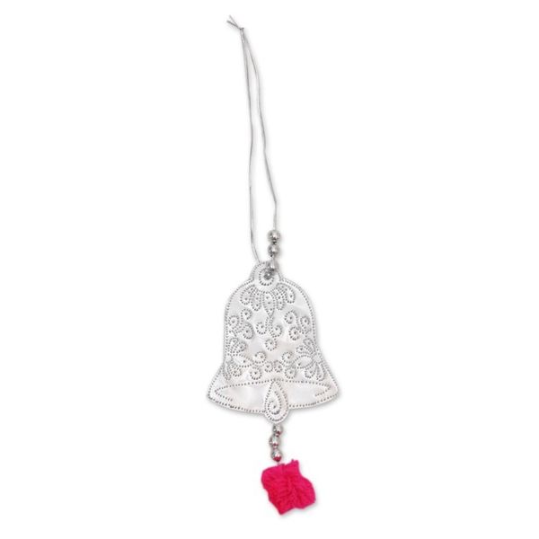 Alternate image for Set of 5 Embossed Aluminum Bell Ornaments from Bali Celebration Bells