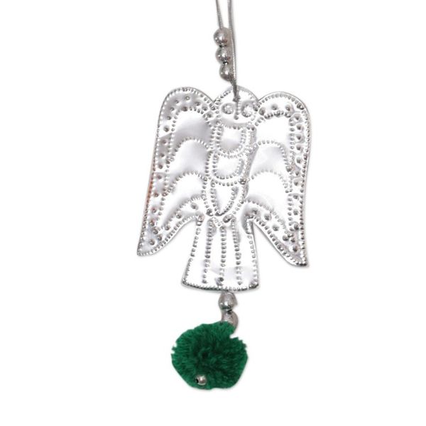 Alternate image for Set of 5 Handcrafted Embossed Angel Ornaments with Pompoms Angelic Sparkles