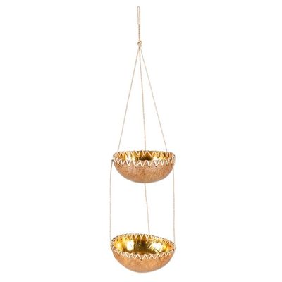 Alternate image for Handcrafted Coconut Shell Hanging Planter in a Natural Hue Natural Prosperity