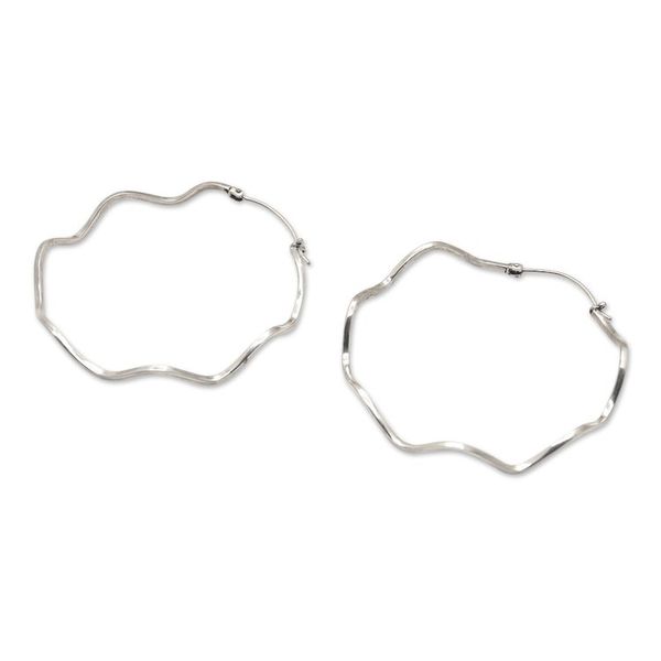 Alternate image for High-Polished Round Sterling Silver Hoop Earrings from Bali Ethereal Halos