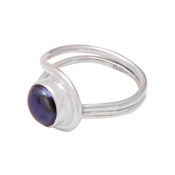 Alternate image for Modern Cocktail Ring with a Black Cultured Pearl Mysterious Waves