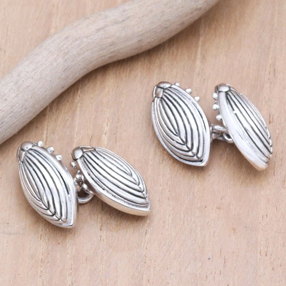 Polished Sterling Silver Ladybug Cufflinks from Bali 'Lucky Bug'