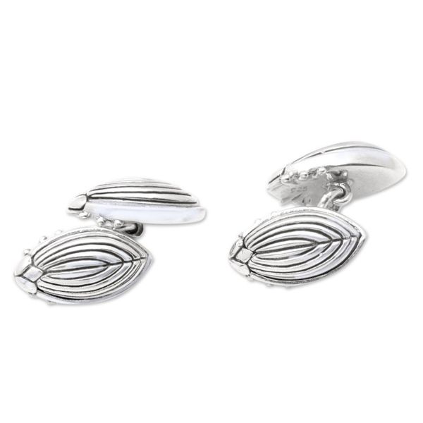 Alternate image for Polished Sterling Silver Ladybug Cufflinks from Bali Lucky Bug