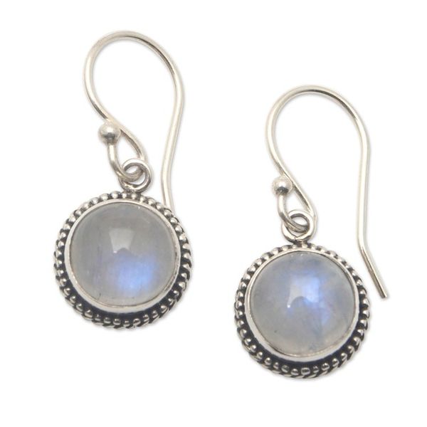 Alternate image for Dangle Earrings with Rainbow Moonstones and Braided Motifs Harmony Gaze