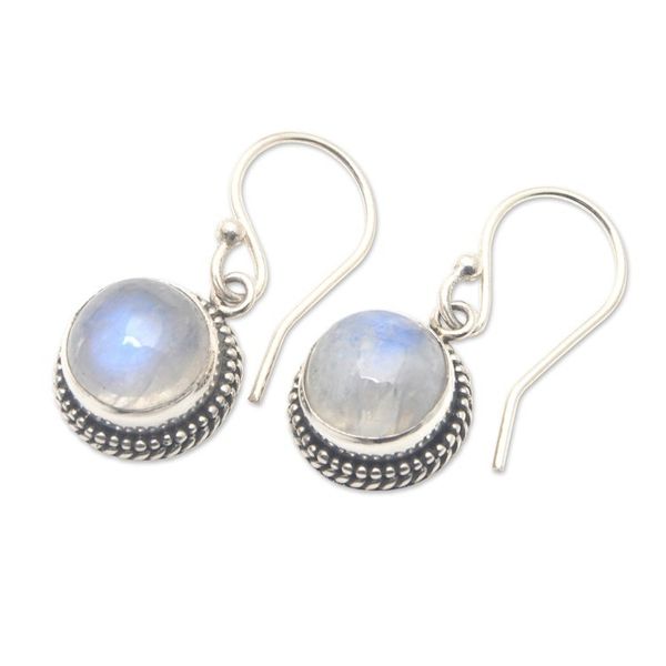 Alternate image for Dangle Earrings with Rainbow Moonstones and Braided Motifs Harmony Gaze