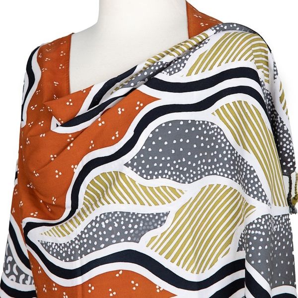 Alternate image for Handcrafted Batik Rayon Shawl in Orange and Grey Hues Tropical Sunset