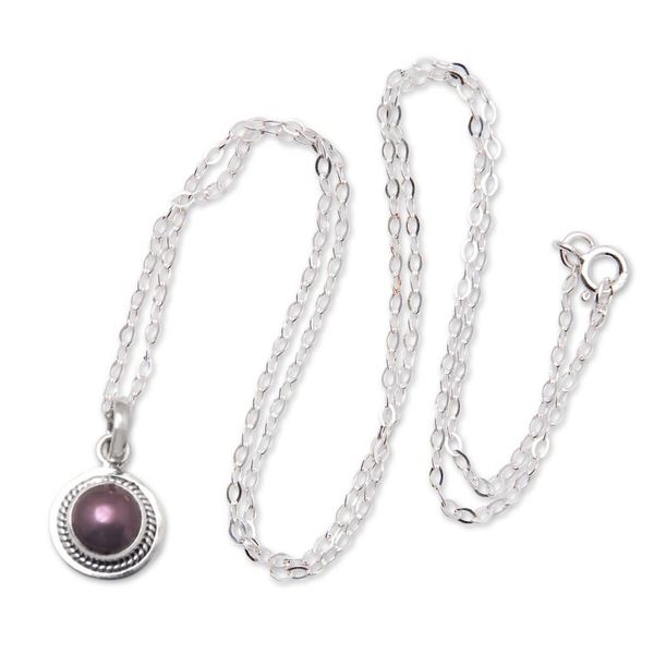 Alternate image for Balinese Cultured Pearl Sterling Silver Pendant Necklace Perfect Shield