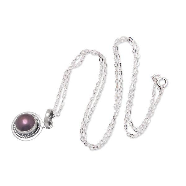 Alternate image for Balinese Cultured Pearl Sterling Silver Pendant Necklace Perfect Shield