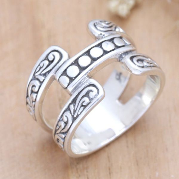 Alternate image for Polished Armadillo-Themed Sterling Silver Band Ring Armadillo Heaven