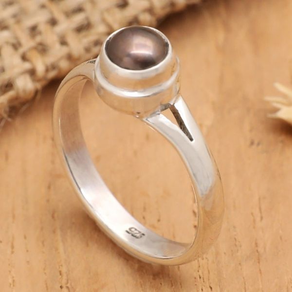 Alternate image for Sterling Silver Solitaire Ring with Cultured Pearl from Bali Petite Glam
