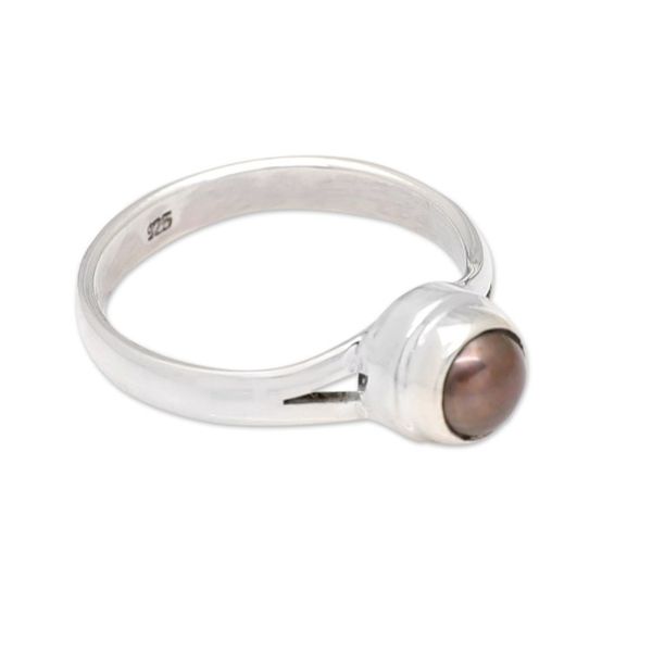 Alternate image for Sterling Silver Solitaire Ring with Cultured Pearl from Bali Petite Glam