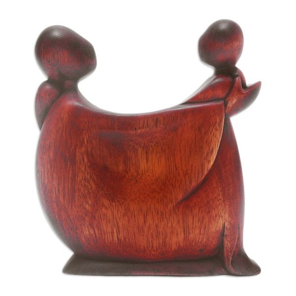 Alternate image for Hand-Carved Suar Wood Sculpture with a Polished Finish Daughters Happiness