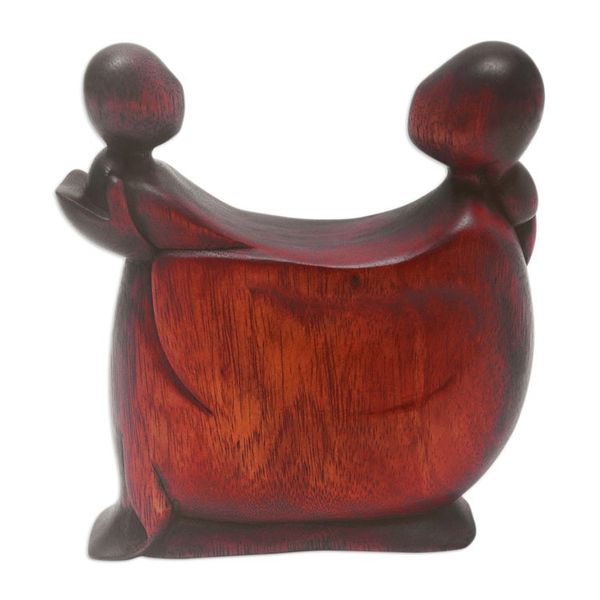 Alternate image for Hand-Carved Suar Wood Sculpture with a Polished Finish Daughters Happiness