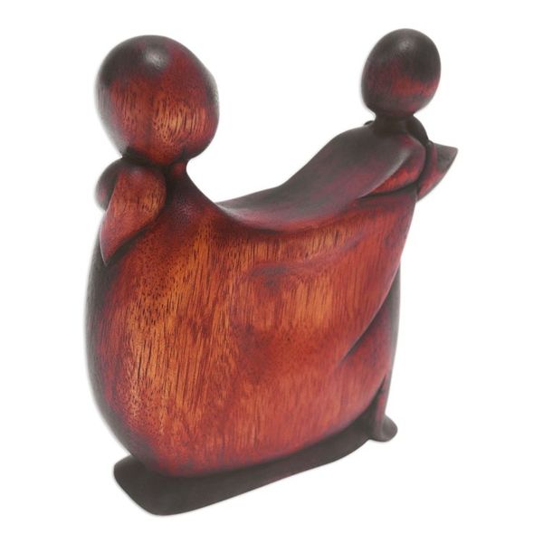 Alternate image for Hand-Carved Suar Wood Sculpture with a Polished Finish Daughters Happiness