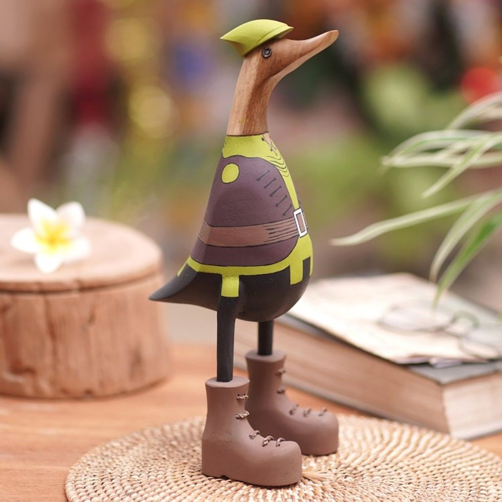 Handcrafted Wood Sculpture of Robin Hood Duck 'Robin Duck'