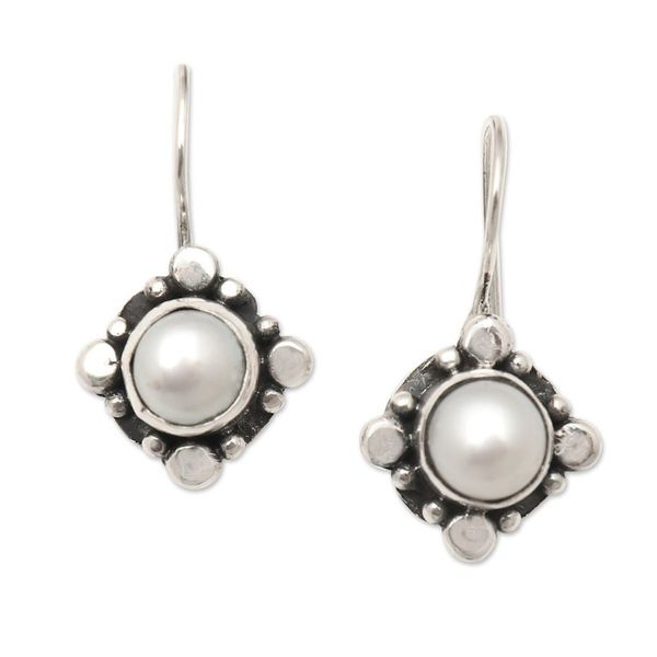 Alternate image for Star-Themed Grey Cultured Pearl Drop Earrings from Bali Dignity Star
