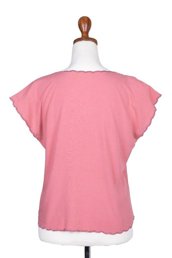 Alternate image for Embroidered Short-Sleeve Pink Rayon Blouse from Bali Timeless in Rose