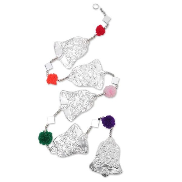 Alternate image for Embossed Aluminum Bell Garland with Glass Diamonds from Bali Celebration Rhythm