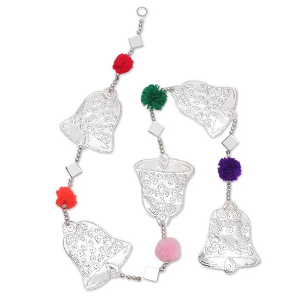 Alternate image for Embossed Aluminum Bell Garland with Glass Diamonds from Bali Celebration Rhythm