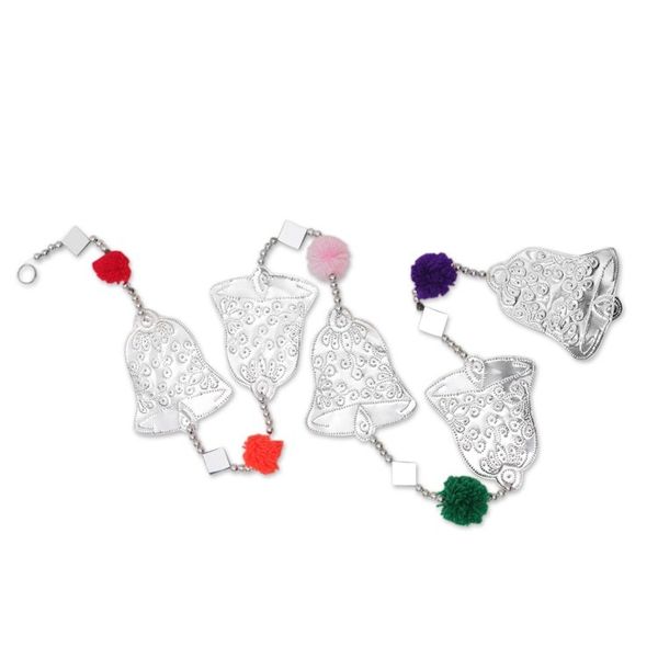 Alternate image for Embossed Aluminum Bell Garland with Glass Diamonds from Bali Celebration Rhythm