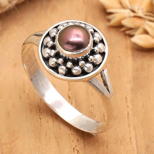 Alternate image for Sterling Silver Single Stone Ring with Cultured Pearl Magical Glam