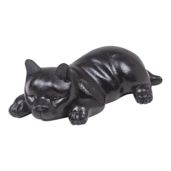 Alternate image for Hand-Carved Black Suar Wood Sculpture of a Sleepy Puppy Sleepy Paws