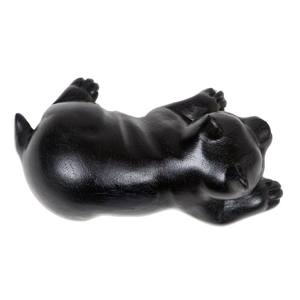 Alternate image for Hand-Carved Black Suar Wood Sculpture of a Sleepy Puppy Sleepy Paws