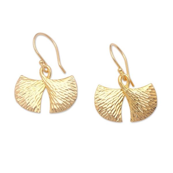 Alternate image for Hammered 18k Gold-Plated Brass Dangle Earrings from Bali Golden Maiden