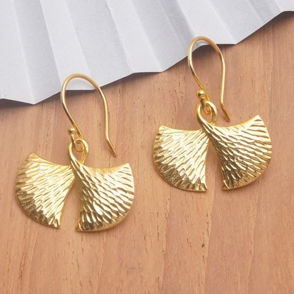 Alternate image for Hammered 18k Gold-Plated Brass Dangle Earrings from Bali Golden Maiden