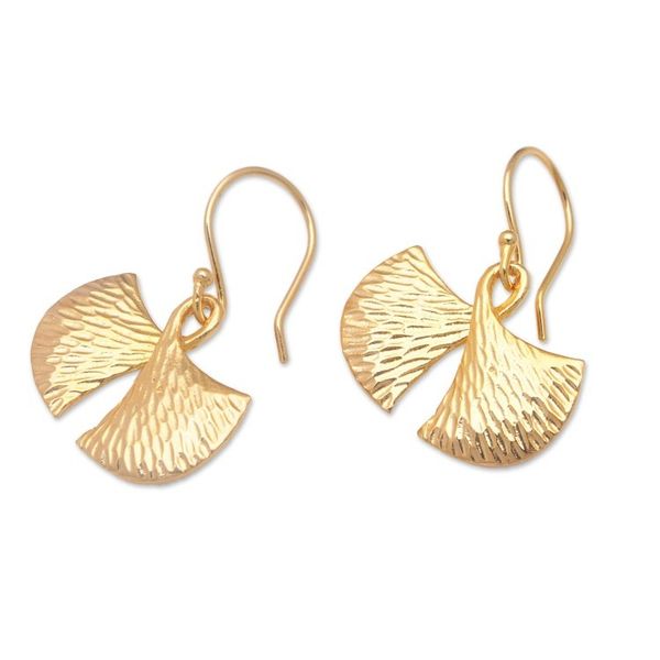 Alternate image for Hammered 18k Gold-Plated Brass Dangle Earrings from Bali Golden Maiden
