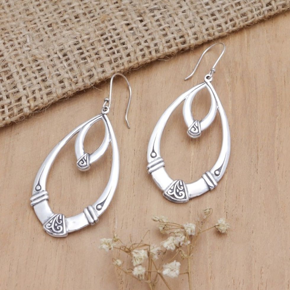 Sterling Silver Dangle Earrings with a Polished Finish 'Tropical Swings'
