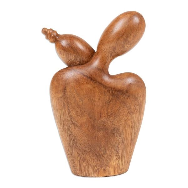 Alternate image for Abstract Wood Sculpture of Couple Hand-Carved in Bali Sending my Love to You