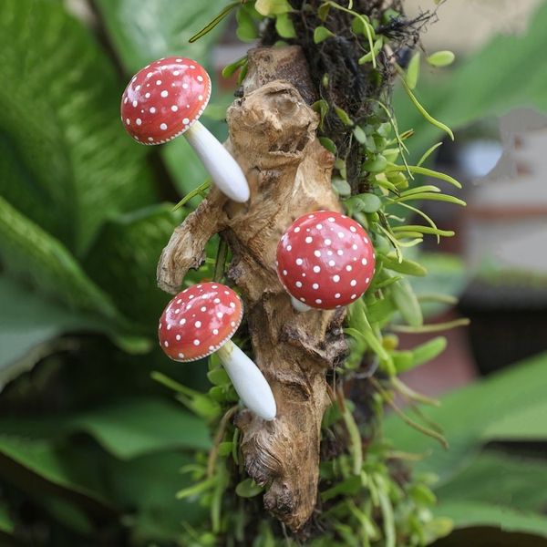 Alternate image for Wood Wall Art with Hand-Painted Mushrooms Crafted in Bali Family of Mushrooms