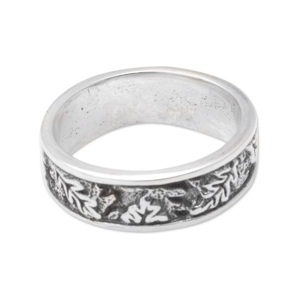 Alternate image for Sterling Silver Monstera Leaf Band Ring from Bali Monstera Caresses