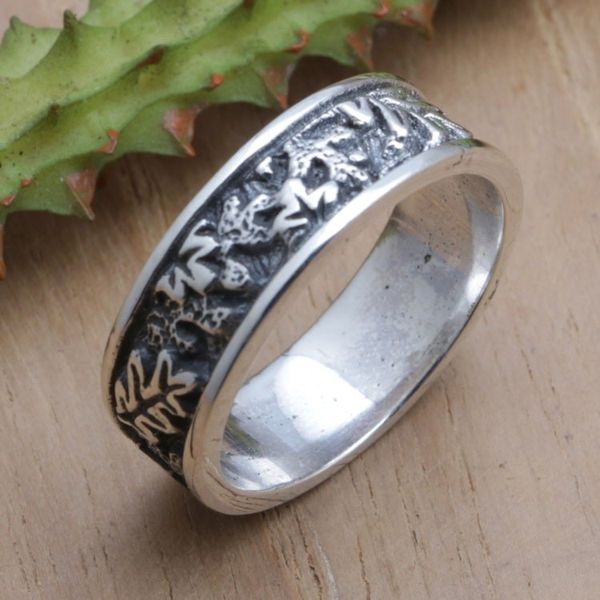 Alternate image for Sterling Silver Monstera Leaf Band Ring from Bali Monstera Caresses