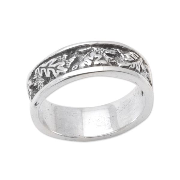 Alternate image for Sterling Silver Monstera Leaf Band Ring from Bali Monstera Caresses