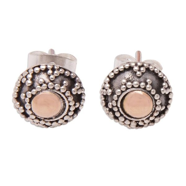 Alternate image for 18k Gold-Accented Stud Earrings Crafted in Bali Solar Blessing