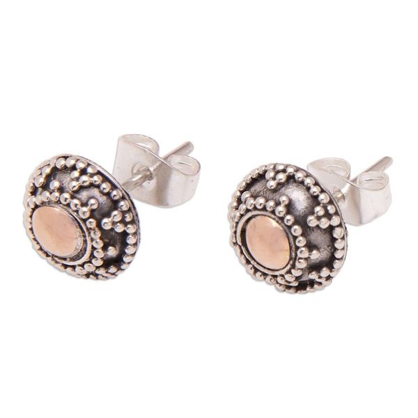 Alternate image for 18k Gold-Accented Stud Earrings Crafted in Bali Solar Blessing