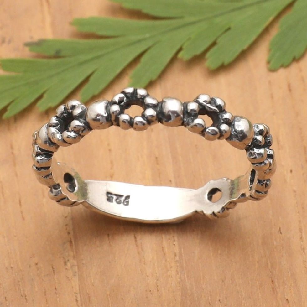 Polished Geometric Sterling Silver Band Ring 'Heaven Cycles'