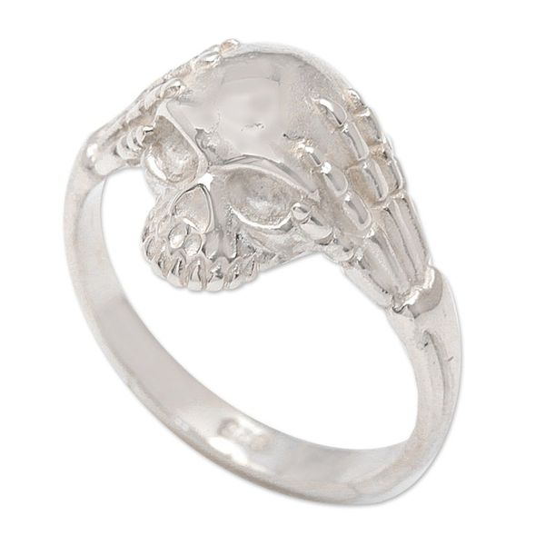 Alternate image for Unisex Sterling Silver Skull Cocktail Ring Crafted in Bali Skull Power