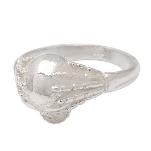 Alternate image for Unisex Sterling Silver Skull Cocktail Ring Crafted in Bali Skull Power