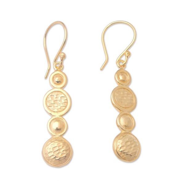 Alternate image for Modern 18k Gold-Plated Brass Dangle Earrings from Bali Golden Galaxies