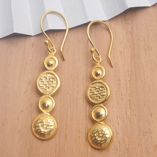 Alternate image for Modern 18k Gold-Plated Brass Dangle Earrings from Bali Golden Galaxies